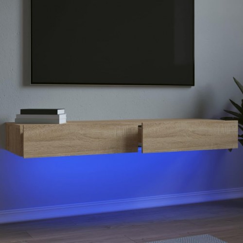 TV-borde 2 stk. med LED-lys - sonoma-eg