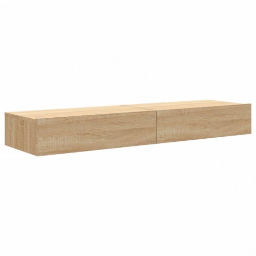 TV-borde 2 stk. med LED-lys - sonoma-eg