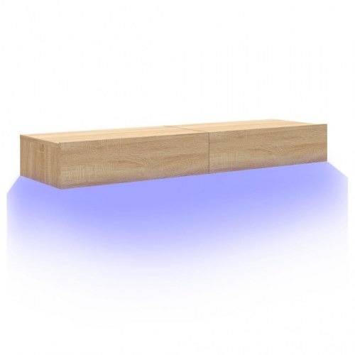TV-borde 2 stk. med LED-lys - sonoma-eg