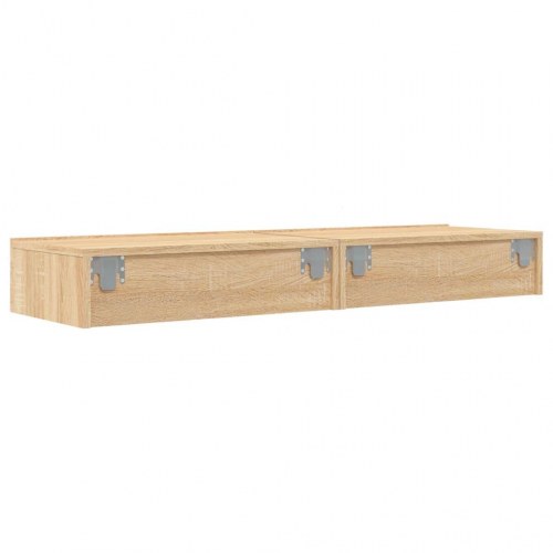 TV-borde 2 stk. med LED-lys - sonoma-eg