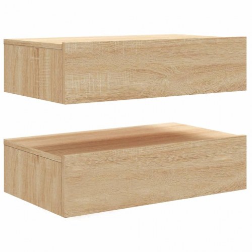 TV-borde 2 stk. med LED-lys - sonoma-eg