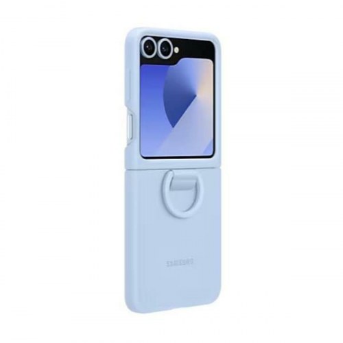 Samsung mobilcover til Galaxy Z Flip6 - Blå silikone med ring