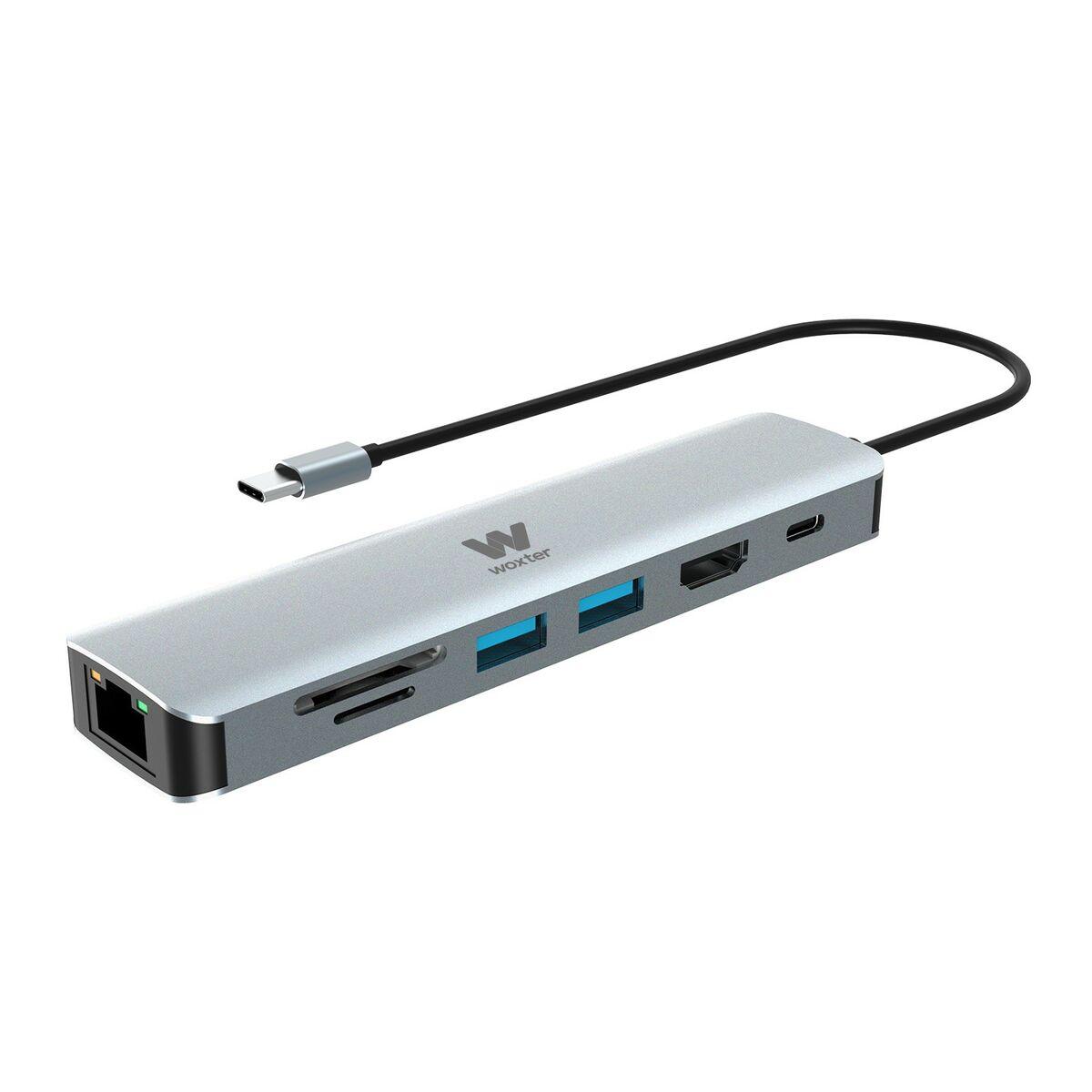 USB-C hub 7-porte Woxter med HDMI, kortlæser og USB
