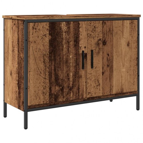 Vaskeskab 80×30×60 cm i konstrueret træ - gammelt trælook