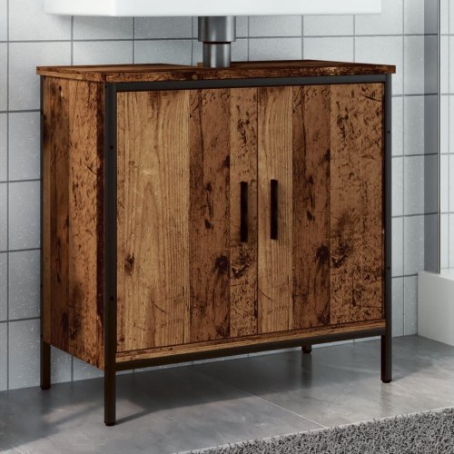 Vaskeskab 60 × 30 × 60 cm i konstrueret træ - gammelt trælook