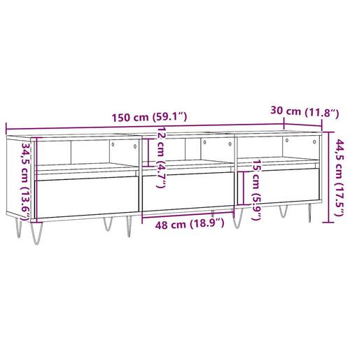 Tv-bord 150x30x44,5 cm konstrueret træ antikt trælook