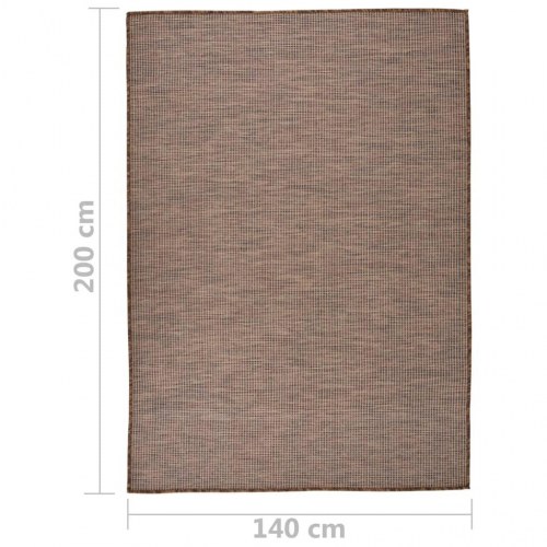 Fladvævet udendørstæppe 140 x 200 cm brun
