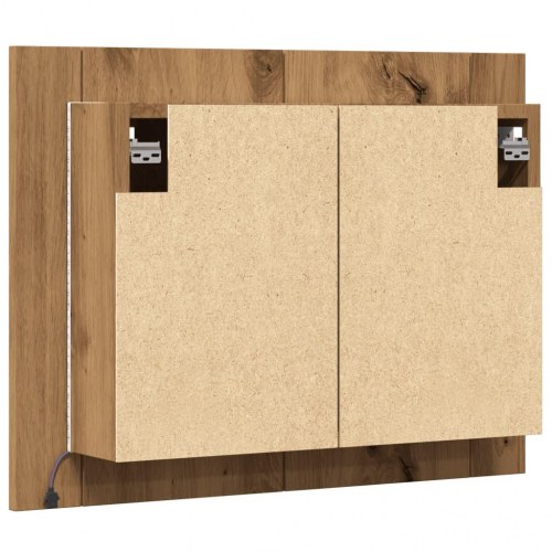 Spejlskab med LED-lys 60×12×45 cm - konstrueret træ, kunsteg