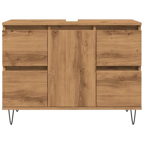 Badeværelsesskab 80x33x60 cm konstrueret træ kunsteg