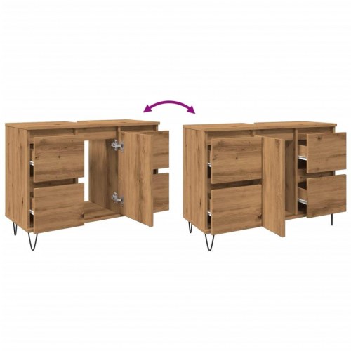 Badeværelsesskab 80x33x60 cm konstrueret træ kunsteg