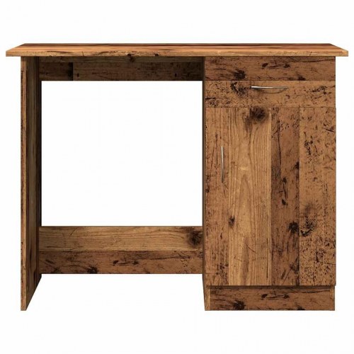 Skrivebord 100 × 50 × 76 cm i konstrueret træ - antikt trælook med skuffe og skab