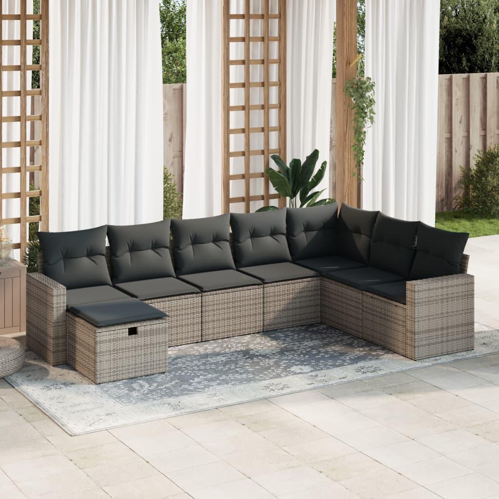 Sofasæt Til Haven 9 Dele Med Hynder Polyrattan Beige - Grå / med opbevaring
