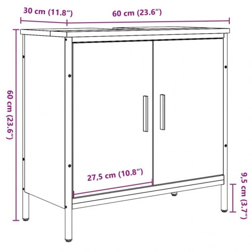 Vaskeskab 60×30×60 cm i konstrueret træ - kunsteg