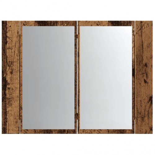 Spejlskab med LED-lys 60 × 12 × 45 cm - konstrueret træ, antikt træ