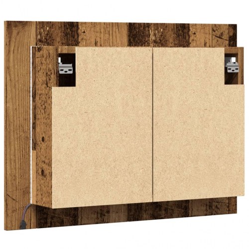 Spejlskab med LED-lys 60 × 12 × 45 cm - konstrueret træ, antikt træ
