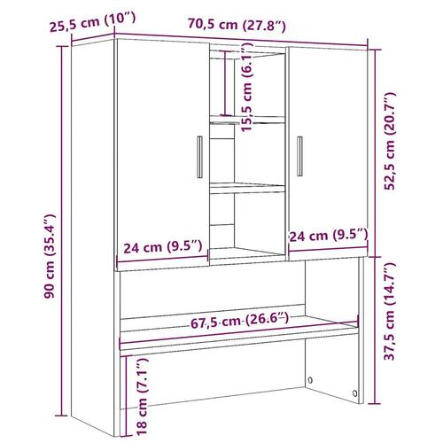 Badeværelsesskab 70,5x25,5x90 cm antikt træ