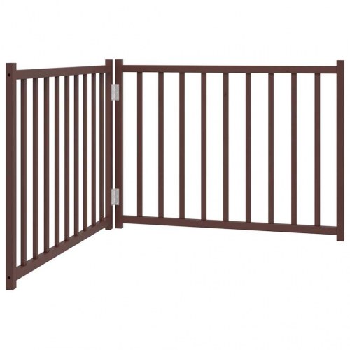 Hundelåge med dør - 2 paneler, 160 cm, foldbar, massivt træ i brun eg