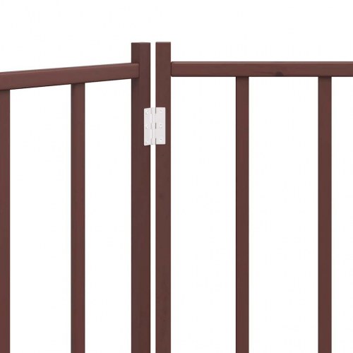 Hundelåge med dør - 2 paneler, 160 cm, foldbar, massivt træ i brun eg