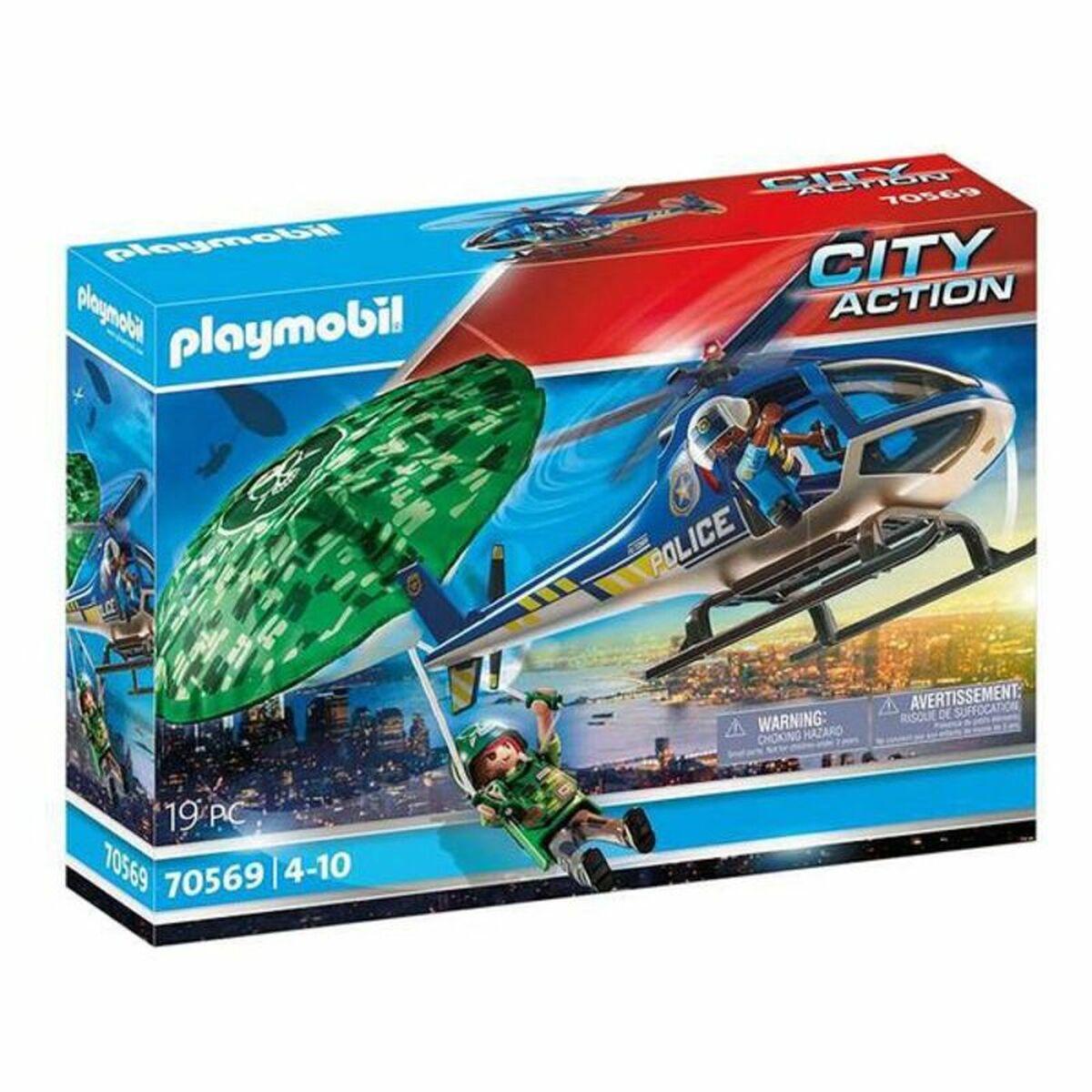 Playset City Action Police Helicopter: Parachute Chase Playmobil 70569 19 Stk 19 Stk