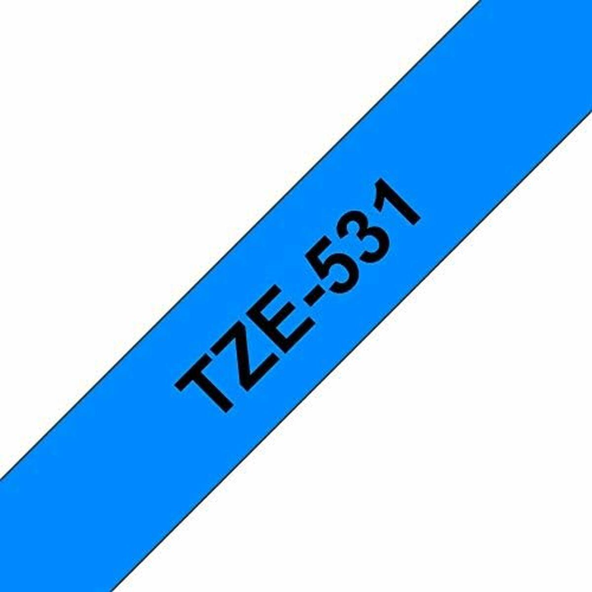 Brother TZe-531 lamineret tape - blå tekst, 12 mm x 8 m
