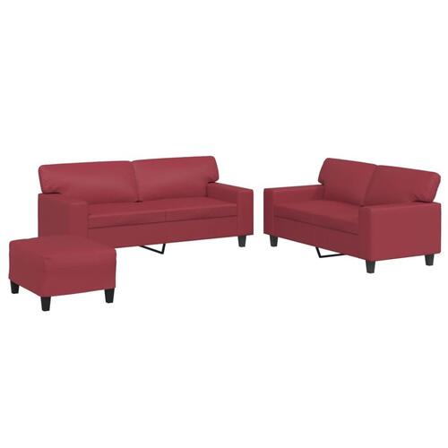 3 personers sofa kunstlæder vinrød
