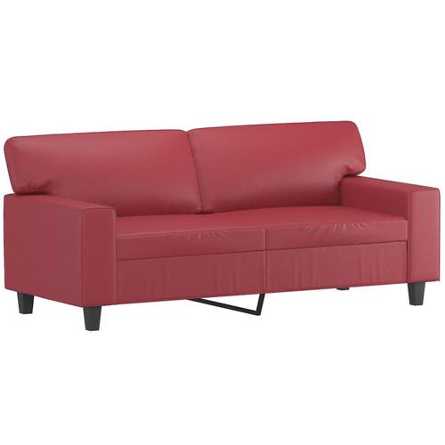 3 personers sofa kunstlæder vinrød