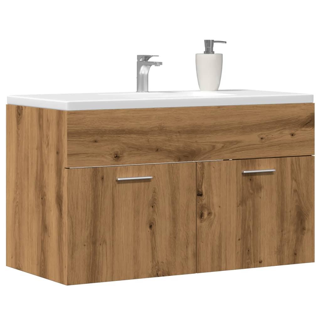 Underskab til håndvask 90x38,5x46 cm konstrueret træ kunsteg