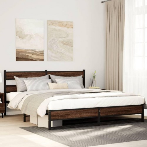 Sengeramme 200 x 200 cm uden madras - brun egetræ