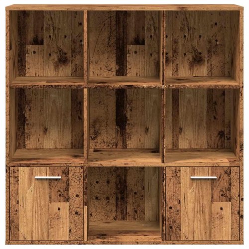 Bogreol i konstrueret træ - 98×29×97,5 cm, antikt trælook