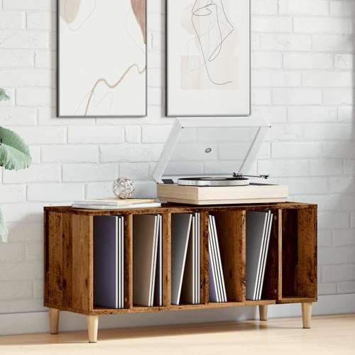 Vinylskab 100×38×48 cm i konstrueret træ - antikt trælook