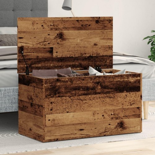 Opbevaringskasse 84×42×46 cm i konstrueret træ - antikt trælook