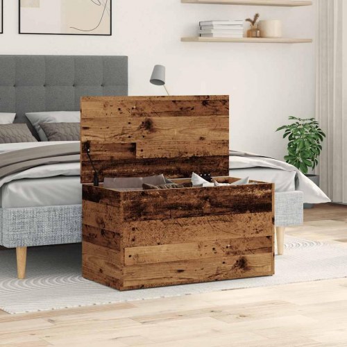 Opbevaringskasse 84×42×46 cm i konstrueret træ - antikt trælook