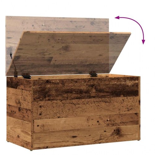Opbevaringskasse 84×42×46 cm i konstrueret træ - antikt trælook