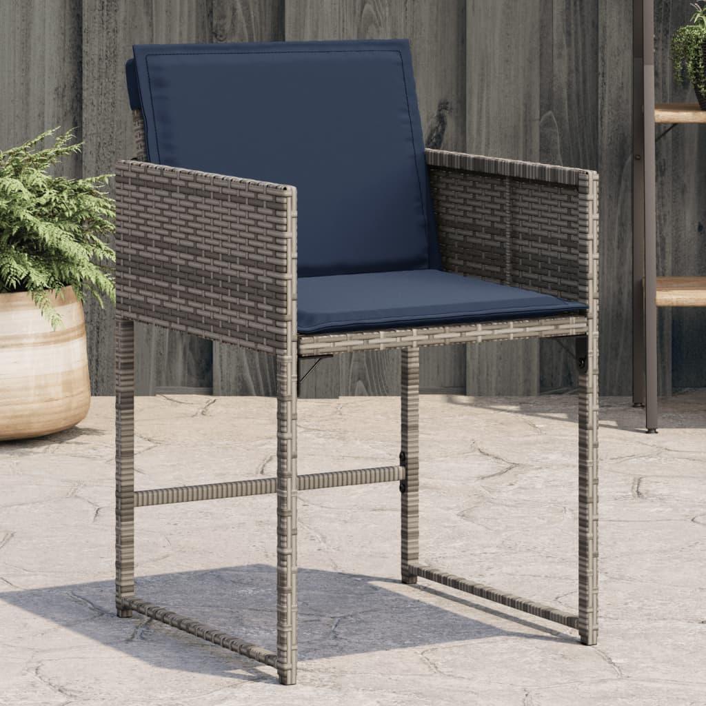 Havestole med hynder - 4 stk. i grå polyrattan