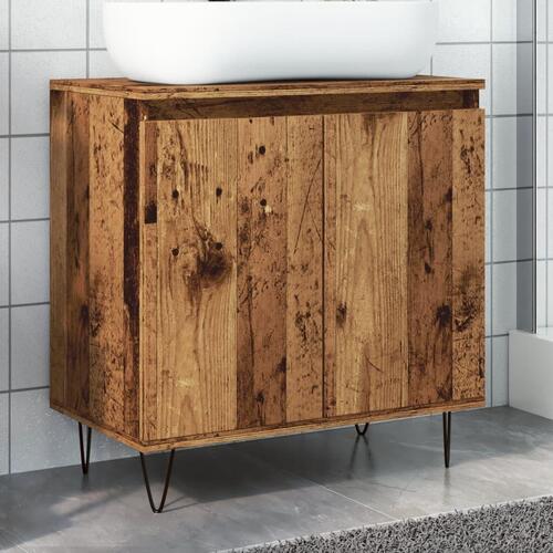 Badeværelsesskab 58x33x60 cm konstrueret træ antikt træ