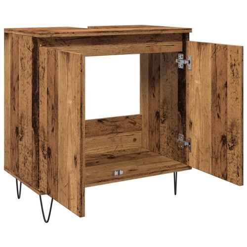 Badeværelsesskab 58x33x60 cm konstrueret træ antikt træ