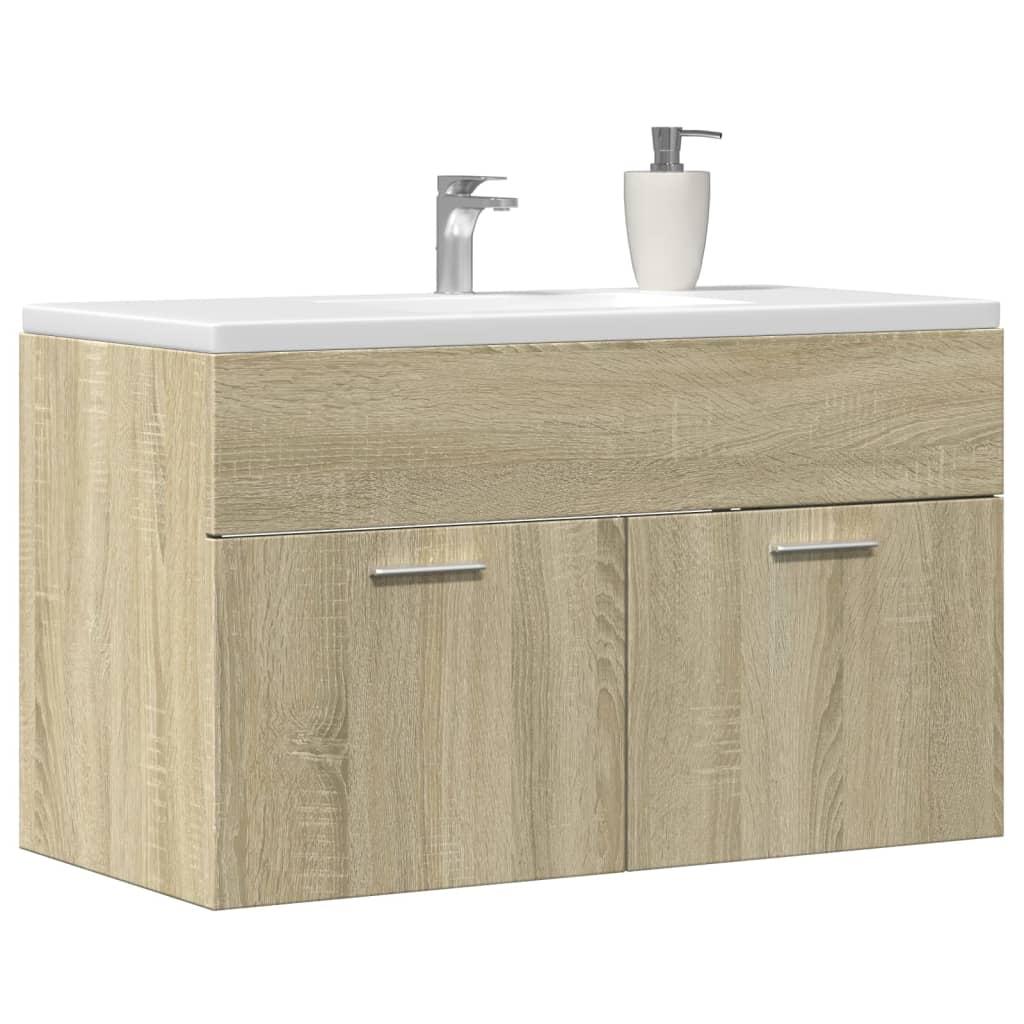 Underskab til håndvask 90x38,5x46 cm konstrueret træ sonoma-eg