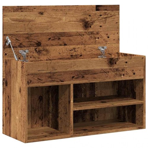 Skobænk i konstrueret træ 80×30×45 cm - antikt træ