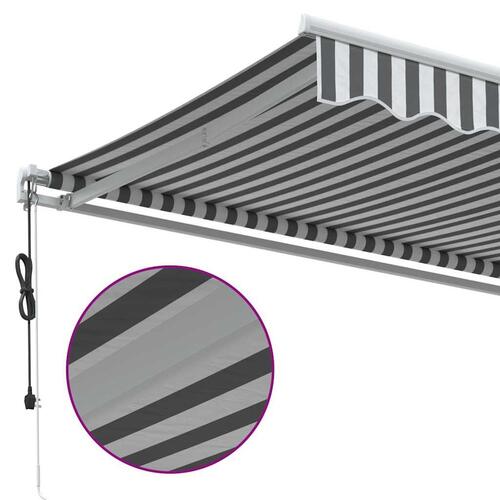 Markise 600x300 cm automatisk betjening antracitgrå og hvid