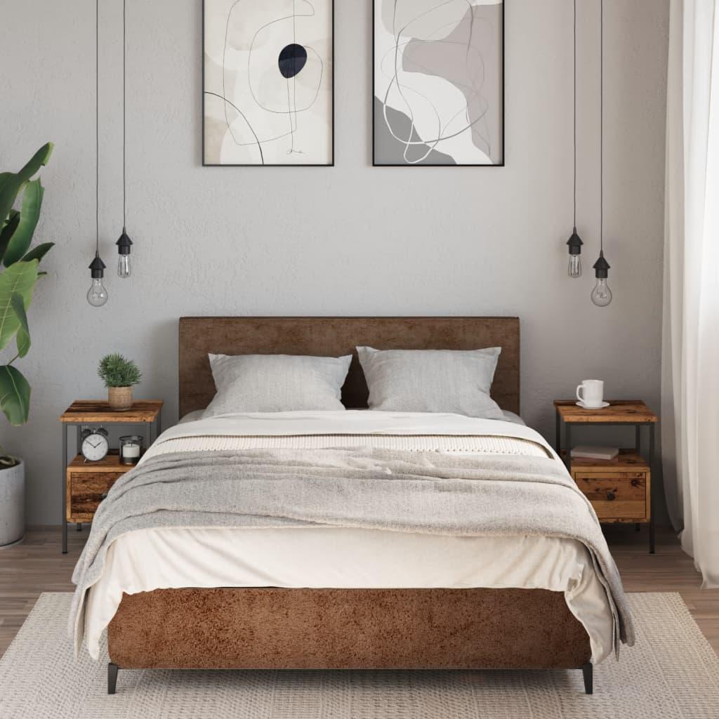 Sengeborde 2 stk. 34x36x50 cm konstrueret træ gammelt trælook billede