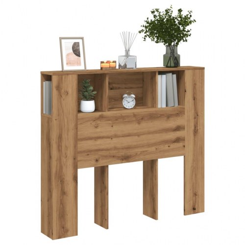 Sengegavl med opbevaring 120×19×104,5 cm - konstrueret træ i kunsteg