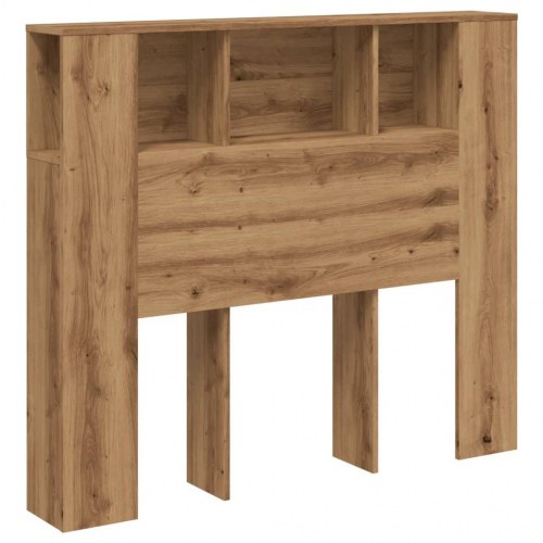 Sengegavl med opbevaring 120×19×104,5 cm - konstrueret træ i kunsteg