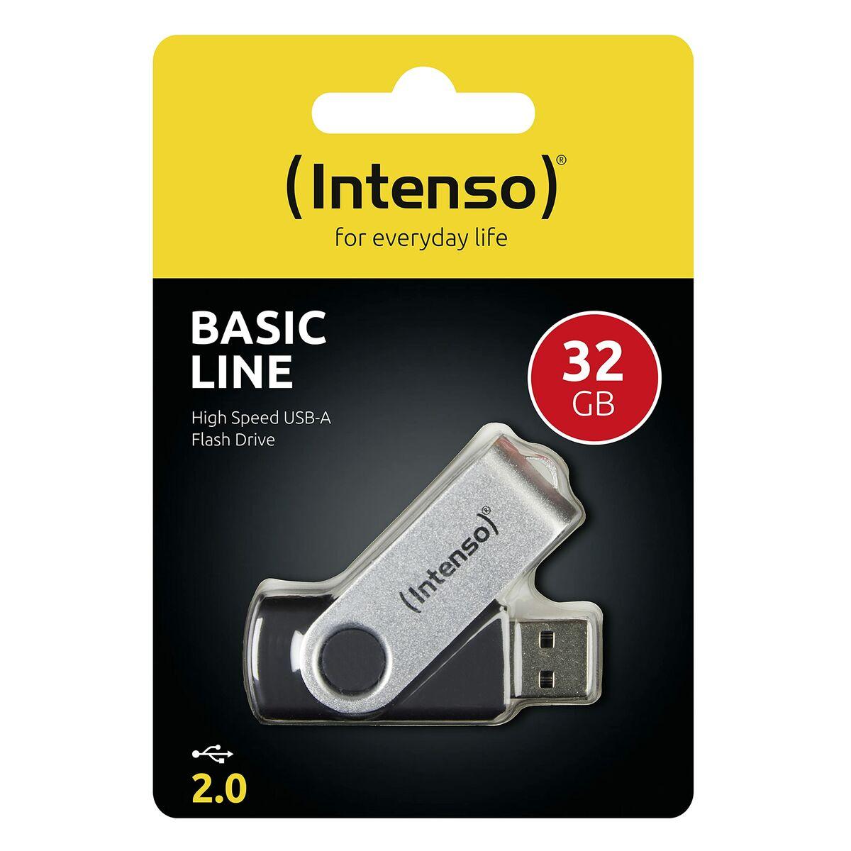 USB-stik INTENSO 3503480 32 GB Nøglesnor Sort Sort/Sølvfarvet 32 GB DDR3 SDRAM