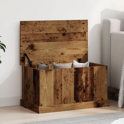 Opbevaringskasse med låg 70 x 40 x 38 cm - antikt træ