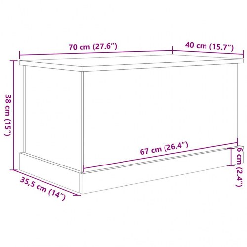 Opbevaringskasse med låg 70 x 40 x 38 cm - antikt træ