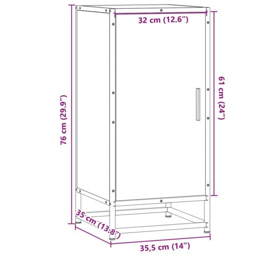 Opbevaringsskab 35,5 x 35 x 76 cm i konstrueret træ og metal - røget egetræsfarve