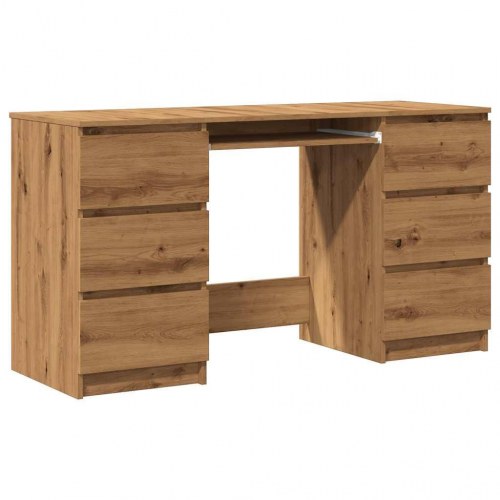 Skrivebord med 6 skuffer - 140×50×77 cm, konstrueret træ i kunsteg