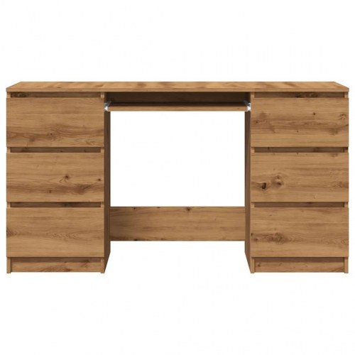 Skrivebord med 6 skuffer - 140×50×77 cm, konstrueret træ i kunsteg