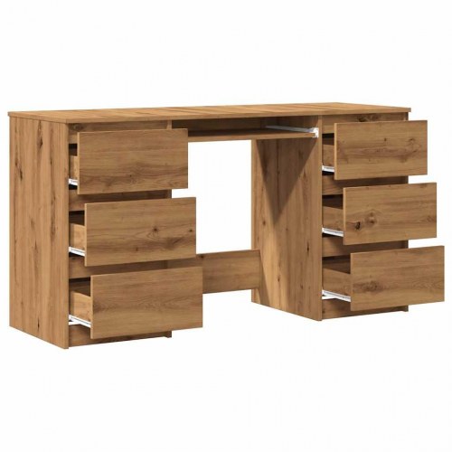 Skrivebord med 6 skuffer - 140×50×77 cm, konstrueret træ i kunsteg