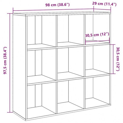 Bogreol 98x29x97,5 cm antikt træ